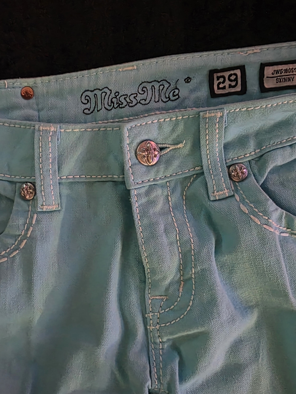 Miss Me Women's Skinny Jeans in Light Turquoise - Size 29